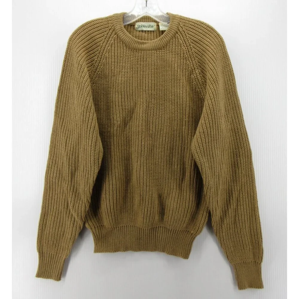 VINTAGE St Johns Bay Sweater Medium Fisherman Ribbed Chunky 80s NEW - Picture 1 of 12